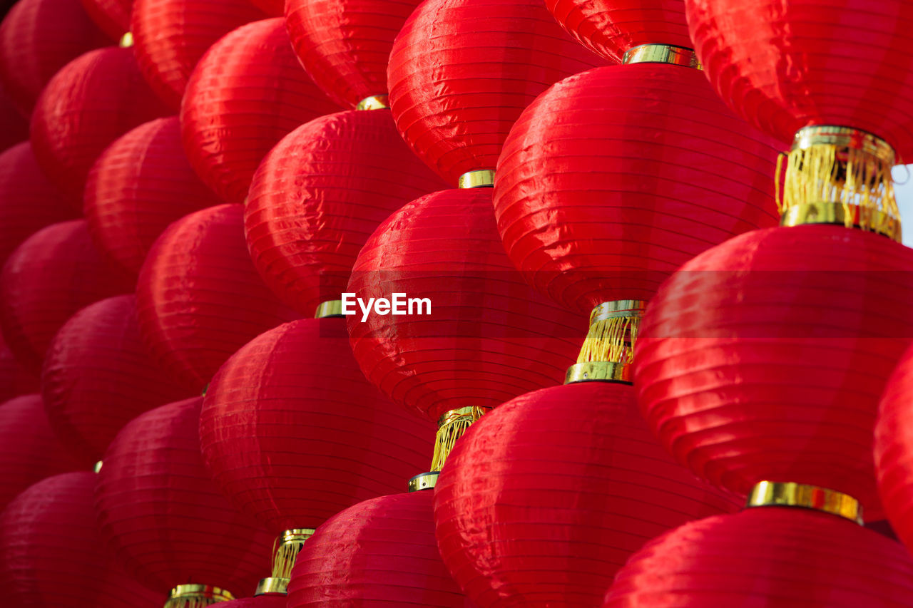 Red lantern decoration for chinese new year festival at chinese shrine. ancient chinese art.