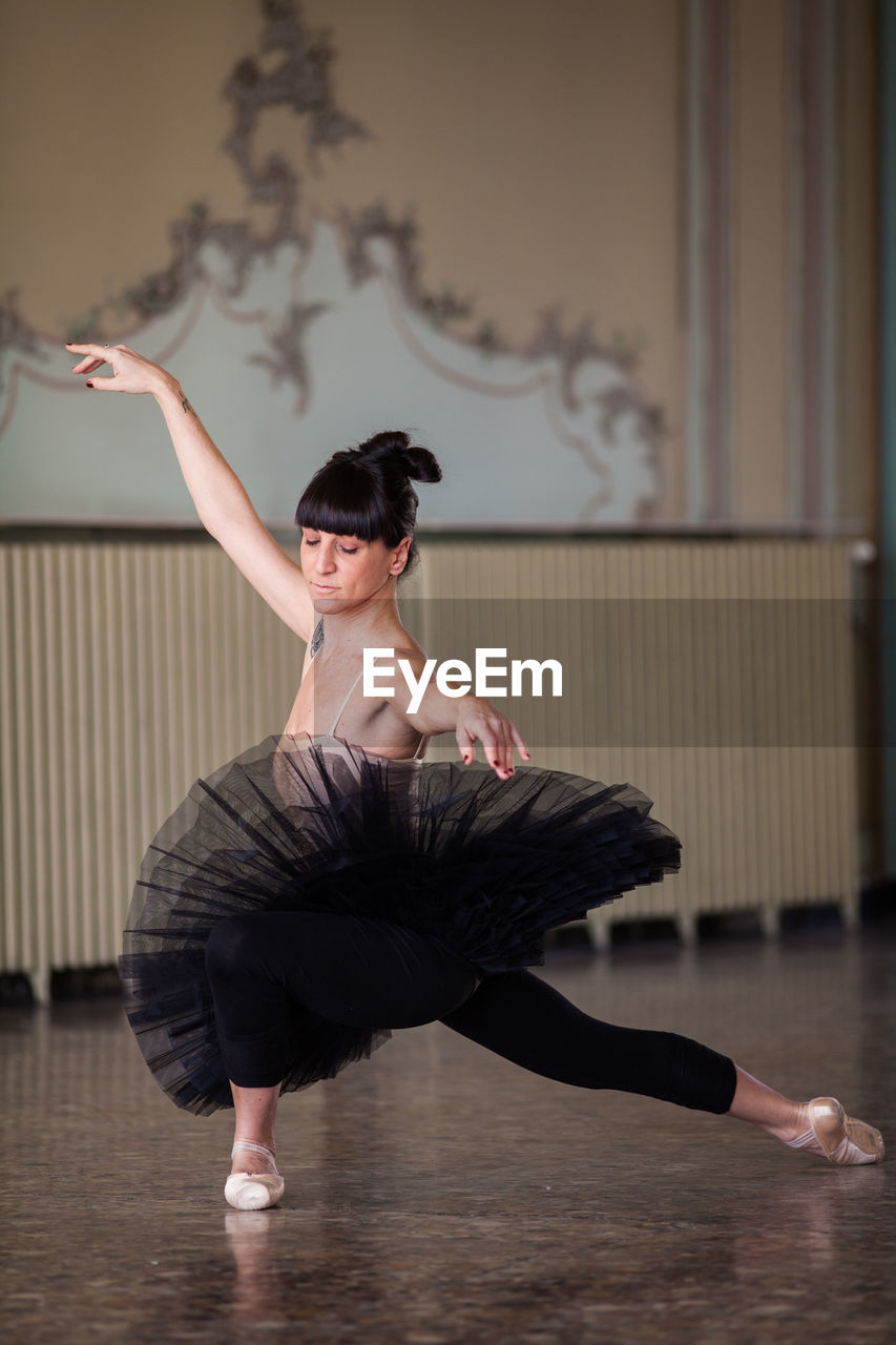 Ballerina practicing in studio