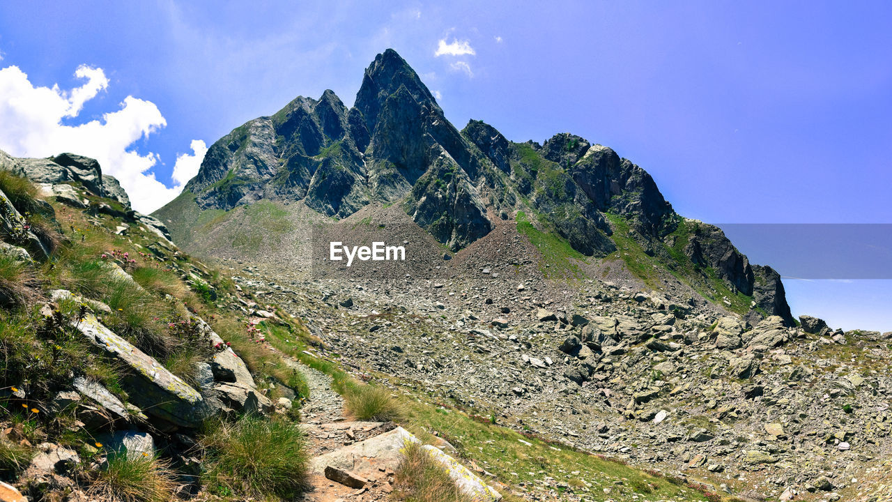 Low angle view of mountain against sky