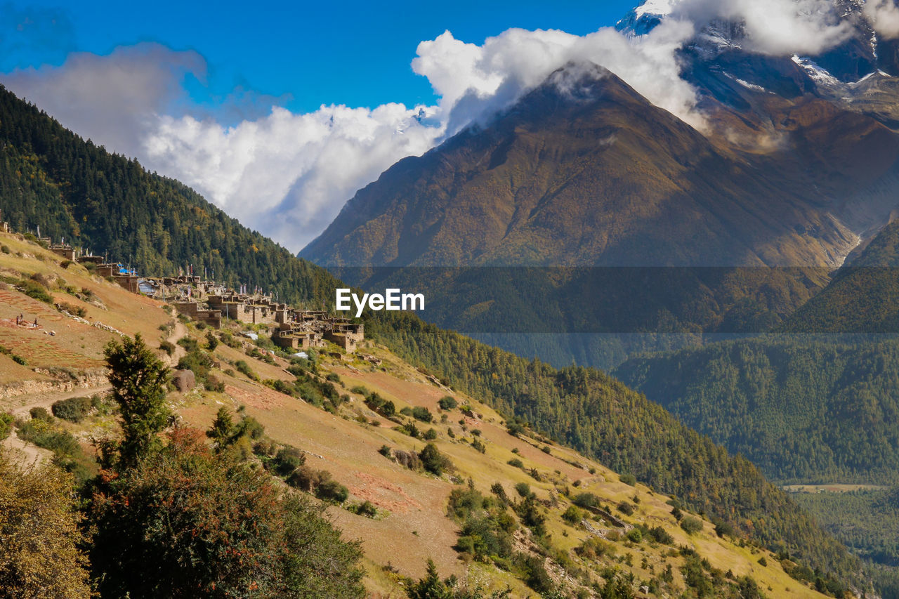 Scenic view of mountains against sky