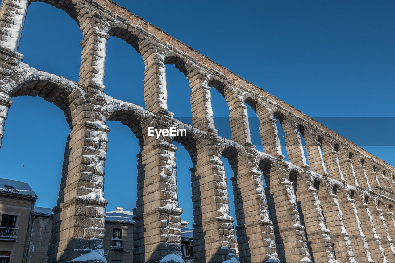 LOW ANGLE VIEW OF HISTORICAL BUILDING AGAINST CLEAR BLUE SKY