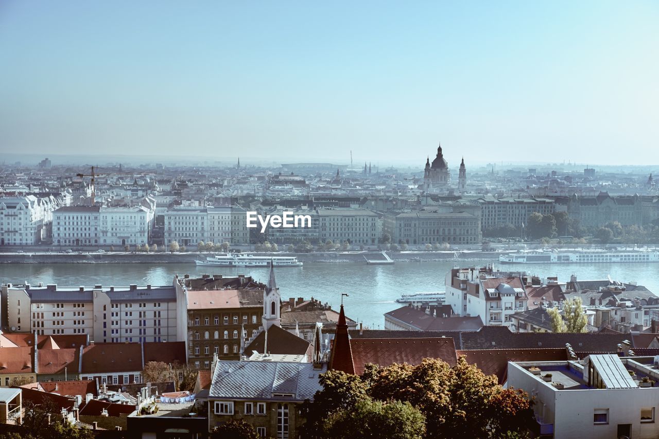 High angle view of buildings in city