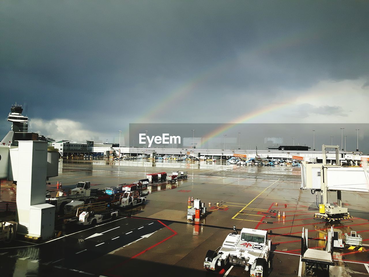 VIEW OF RAINBOW OVER CITY