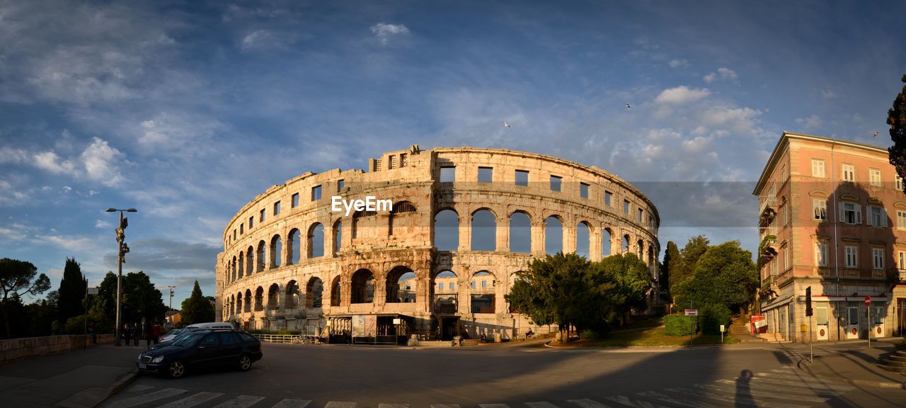 Low angle view of historic building against sky