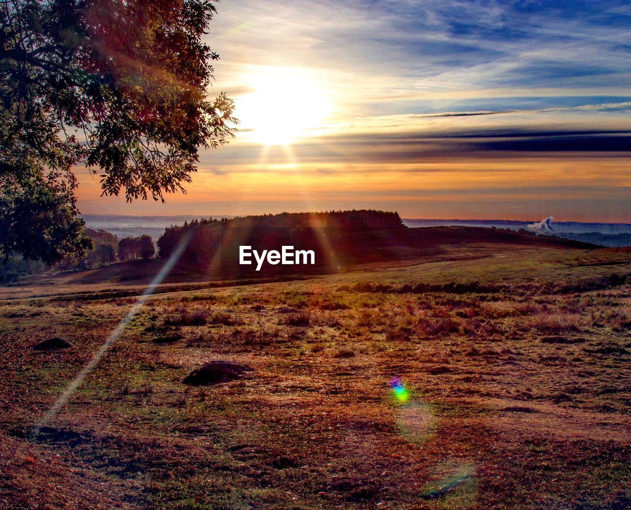 SCENIC VIEW OF SUNSET OVER FIELD