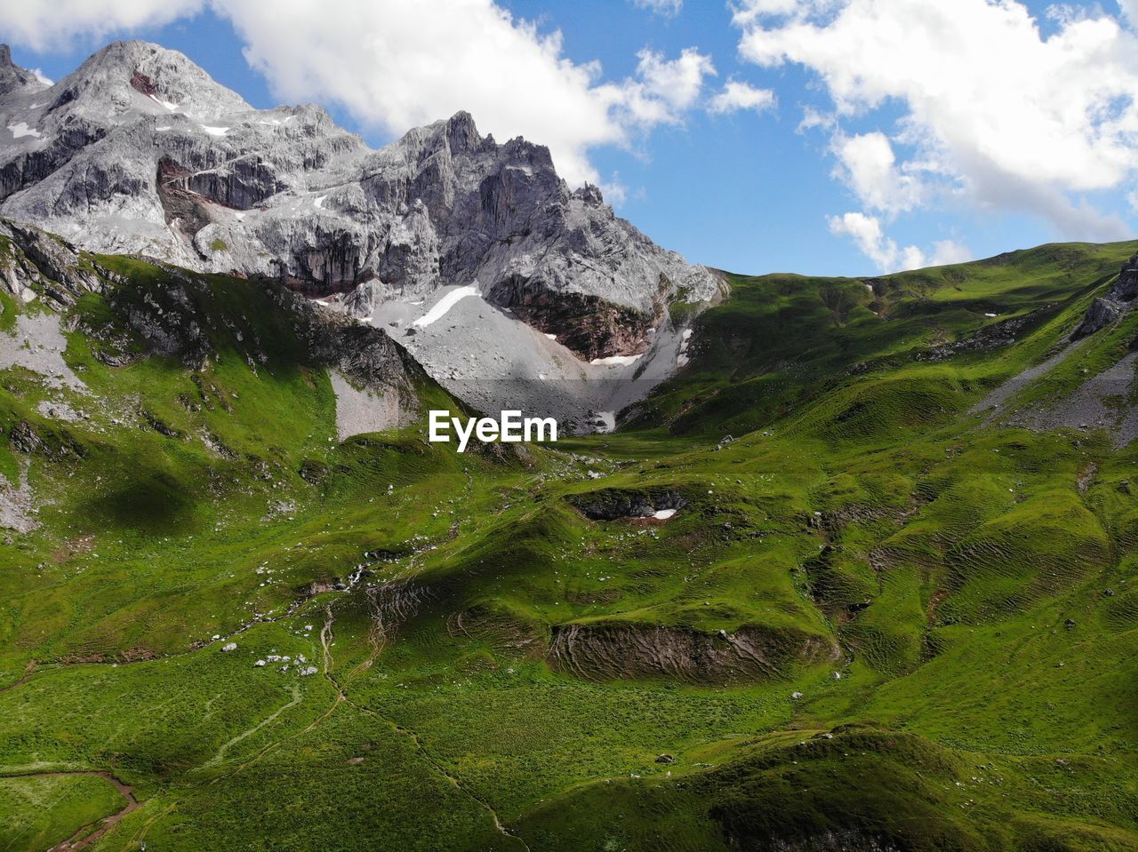 Scenic view of mountains against sky