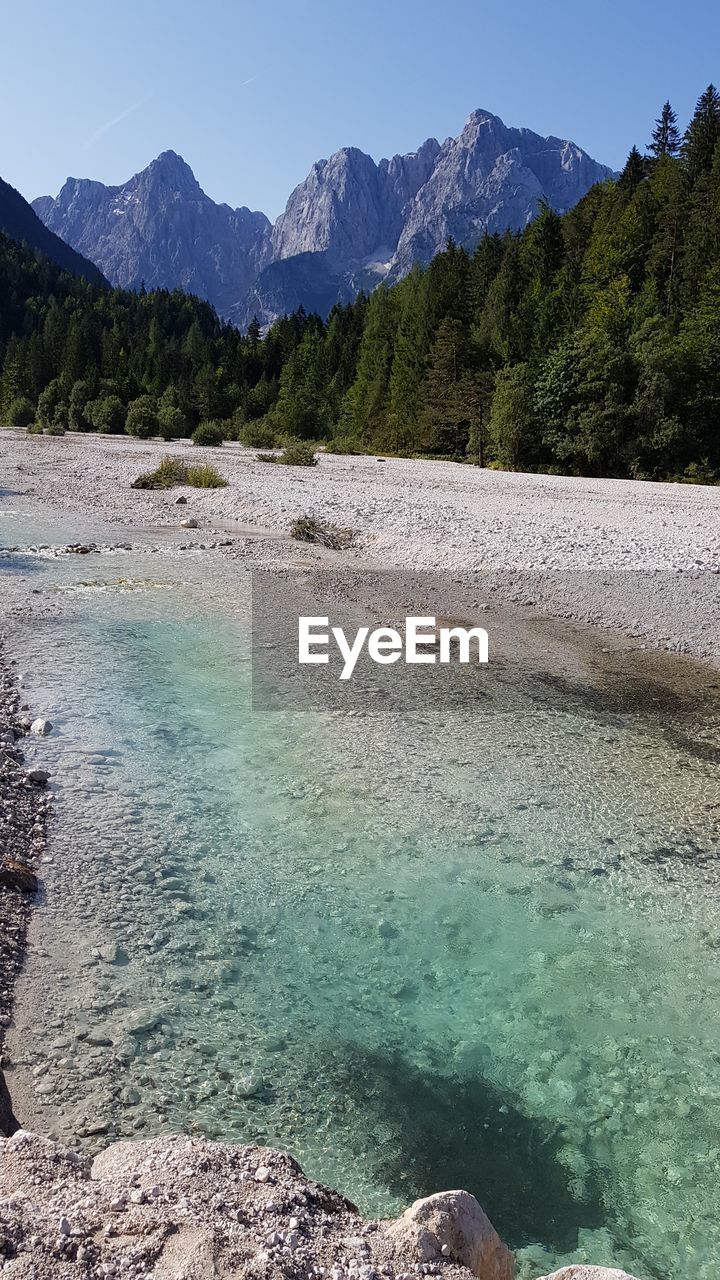 SCENIC VIEW OF LAKE AGAINST MOUNTAIN RANGE