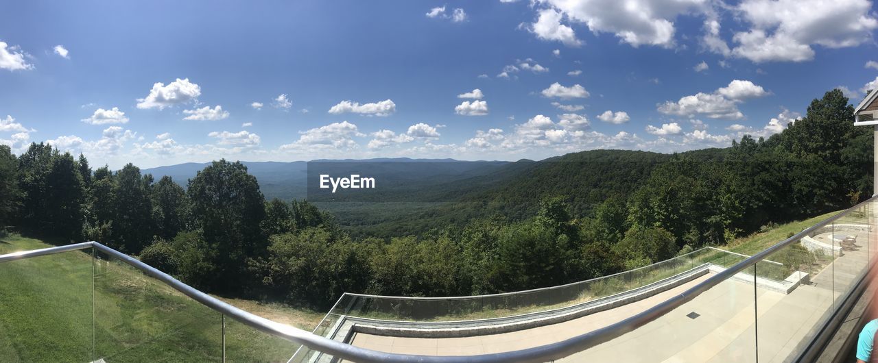 PANORAMIC SHOT OF TREES ON LANDSCAPE AGAINST SKY