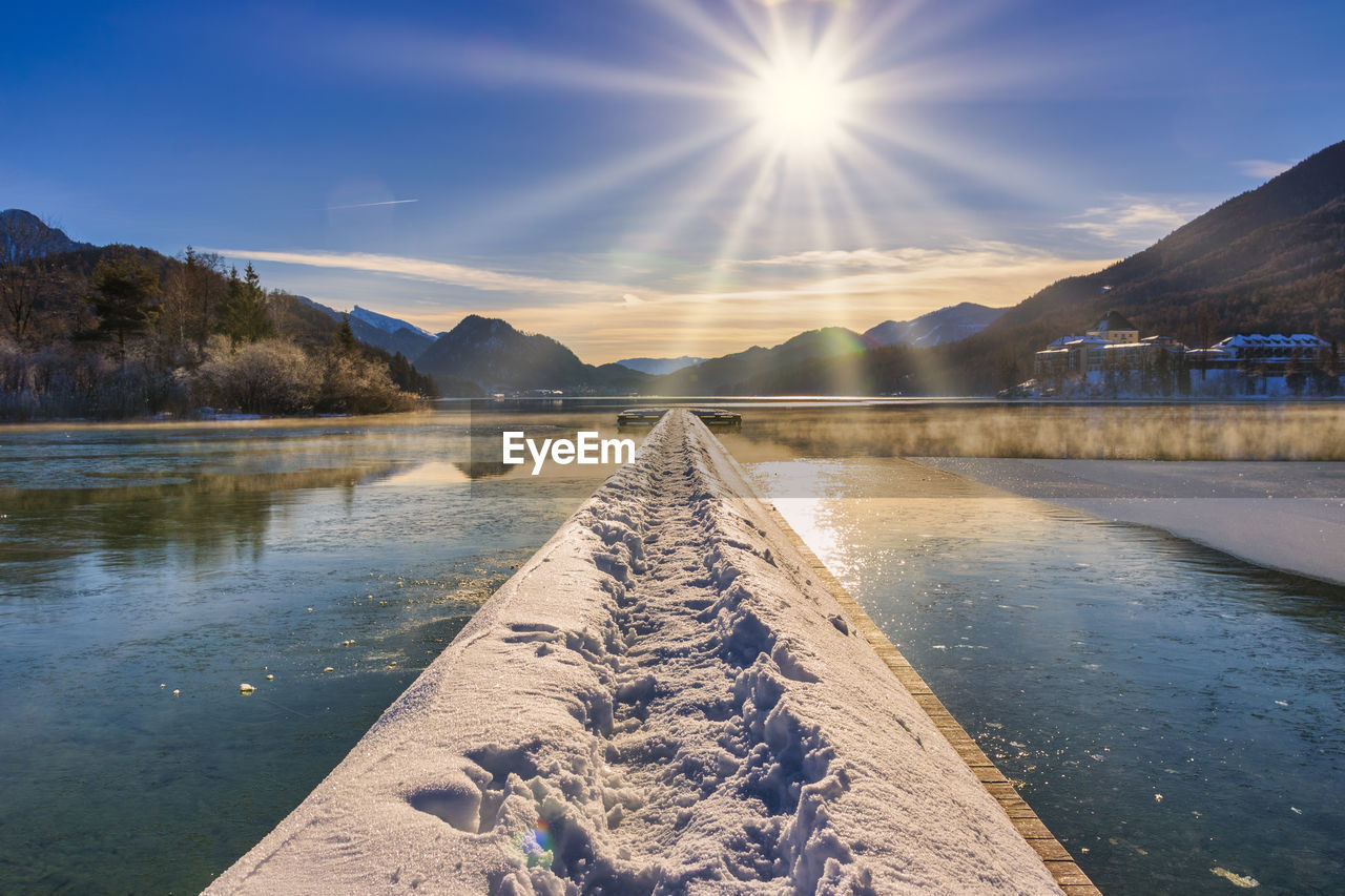 Scenic view of lake against sky