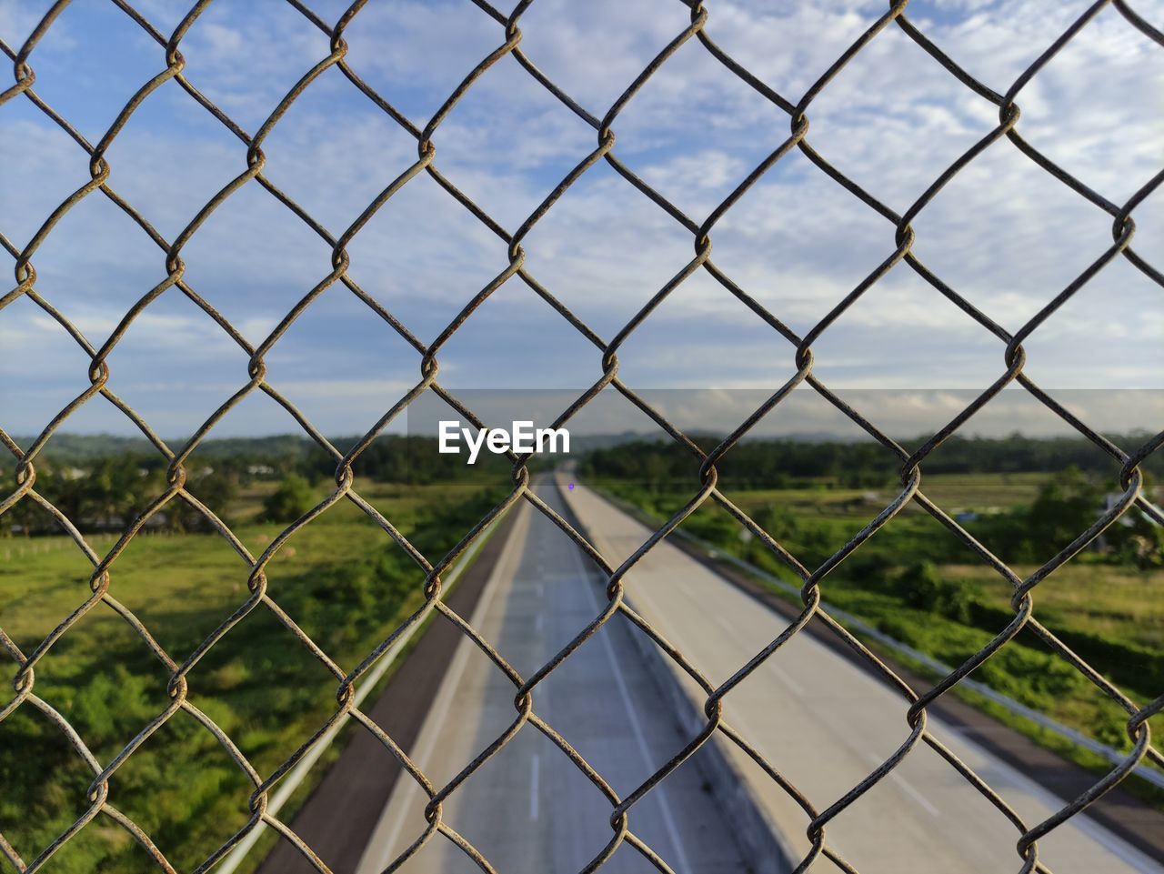 Full frame shot of chainlink fence on field