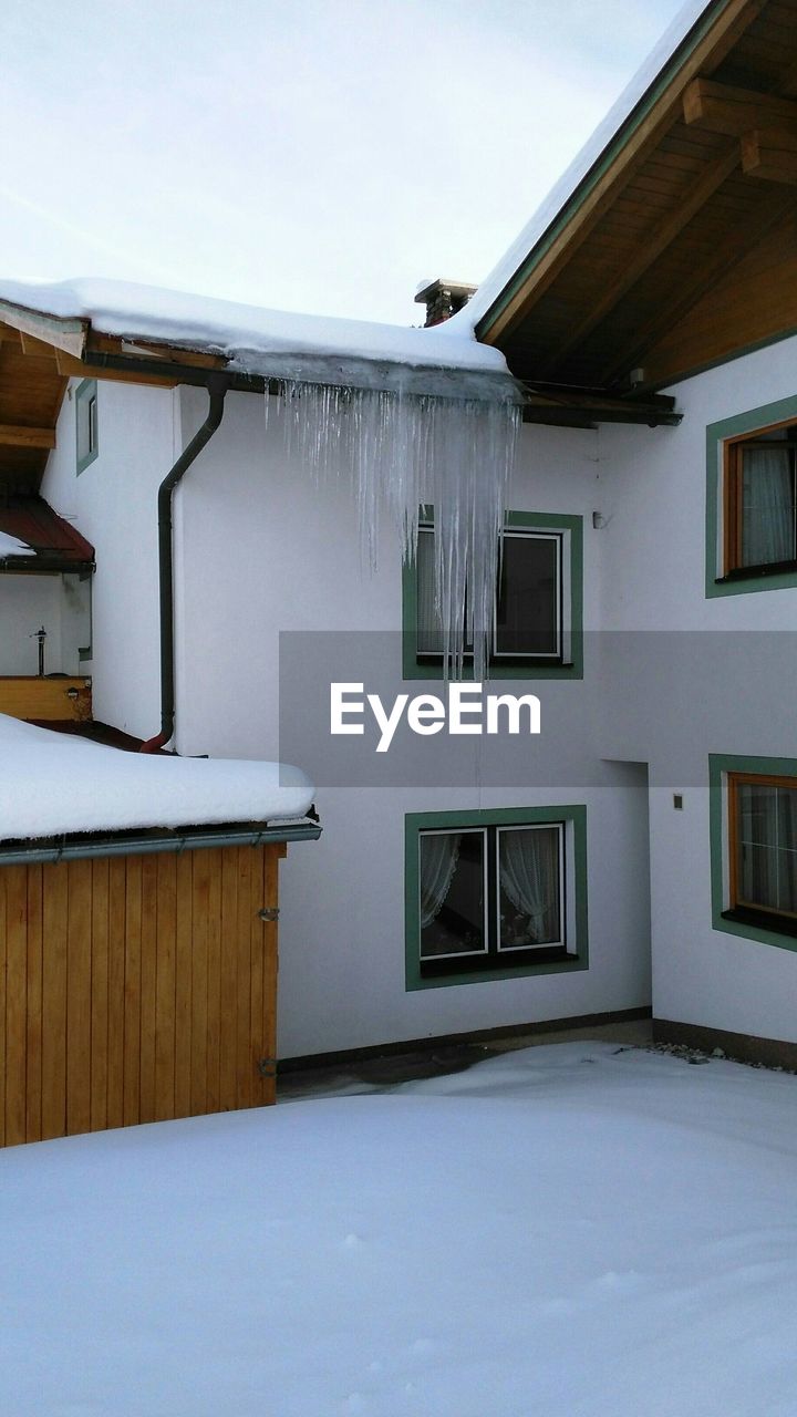 Snow covered yard during winter
