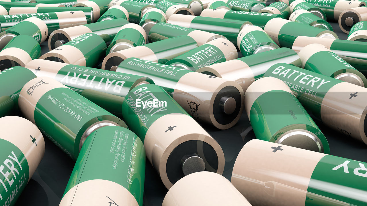 Full frame shot of batteries