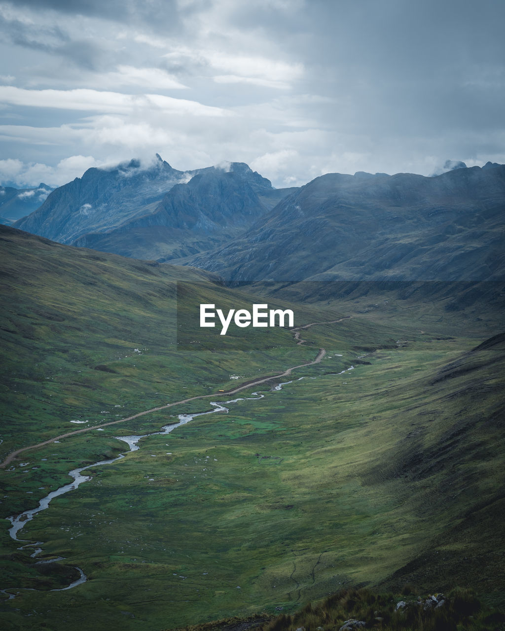 High angle view of landscape against cloudy sky