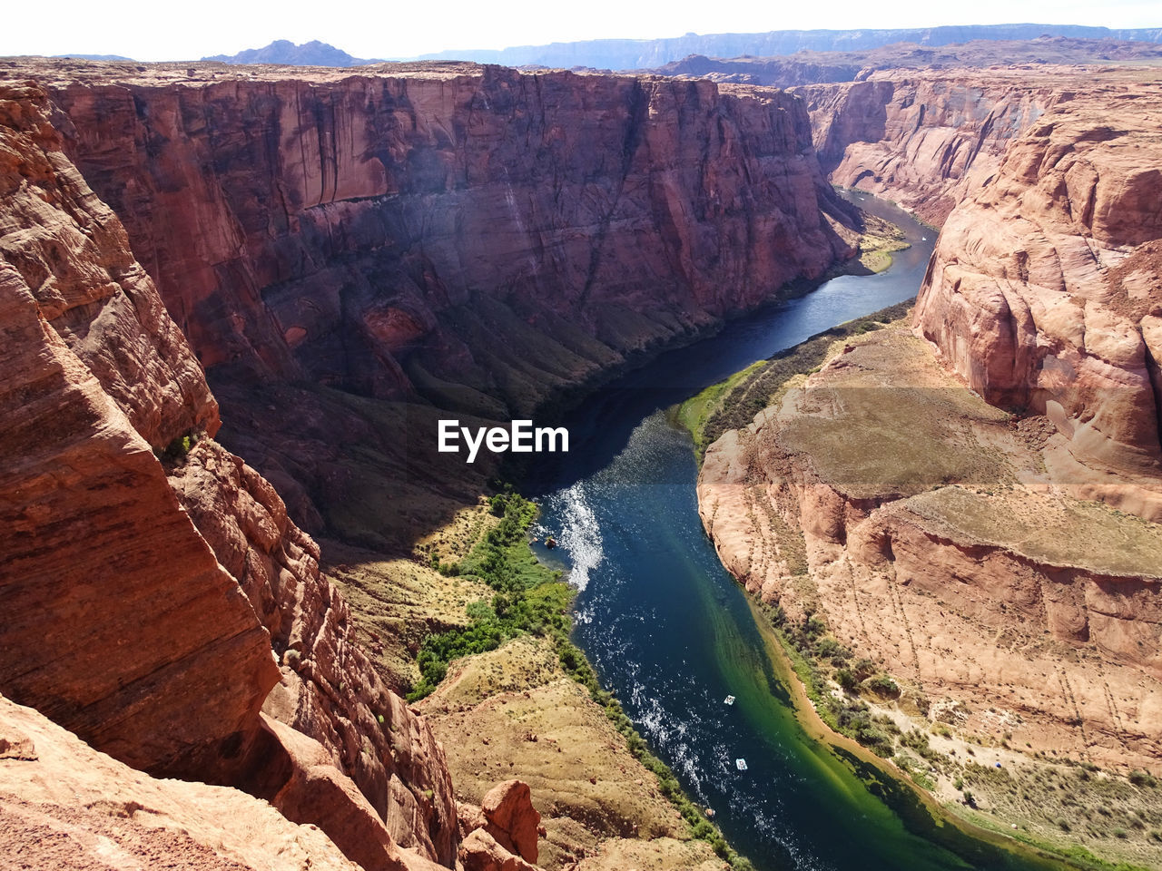 Horseshoe Bend Water River Rock - Object High Angle View Rock Formation Arid Climate Landscape Sky Canyon Rugged Cliff Geology Rock Face Rock