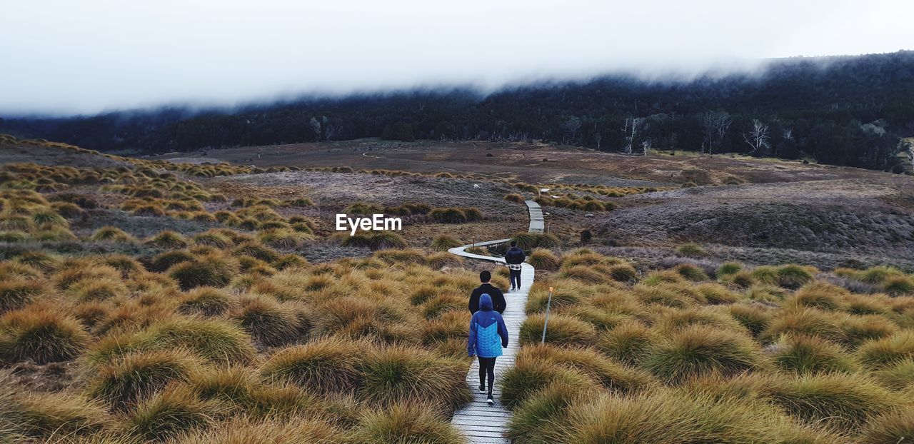 Friends walking to the cold mountains