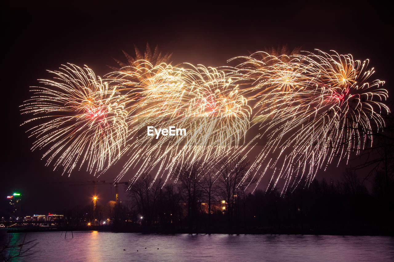 A beautiful fireworks in riga in new years celebration