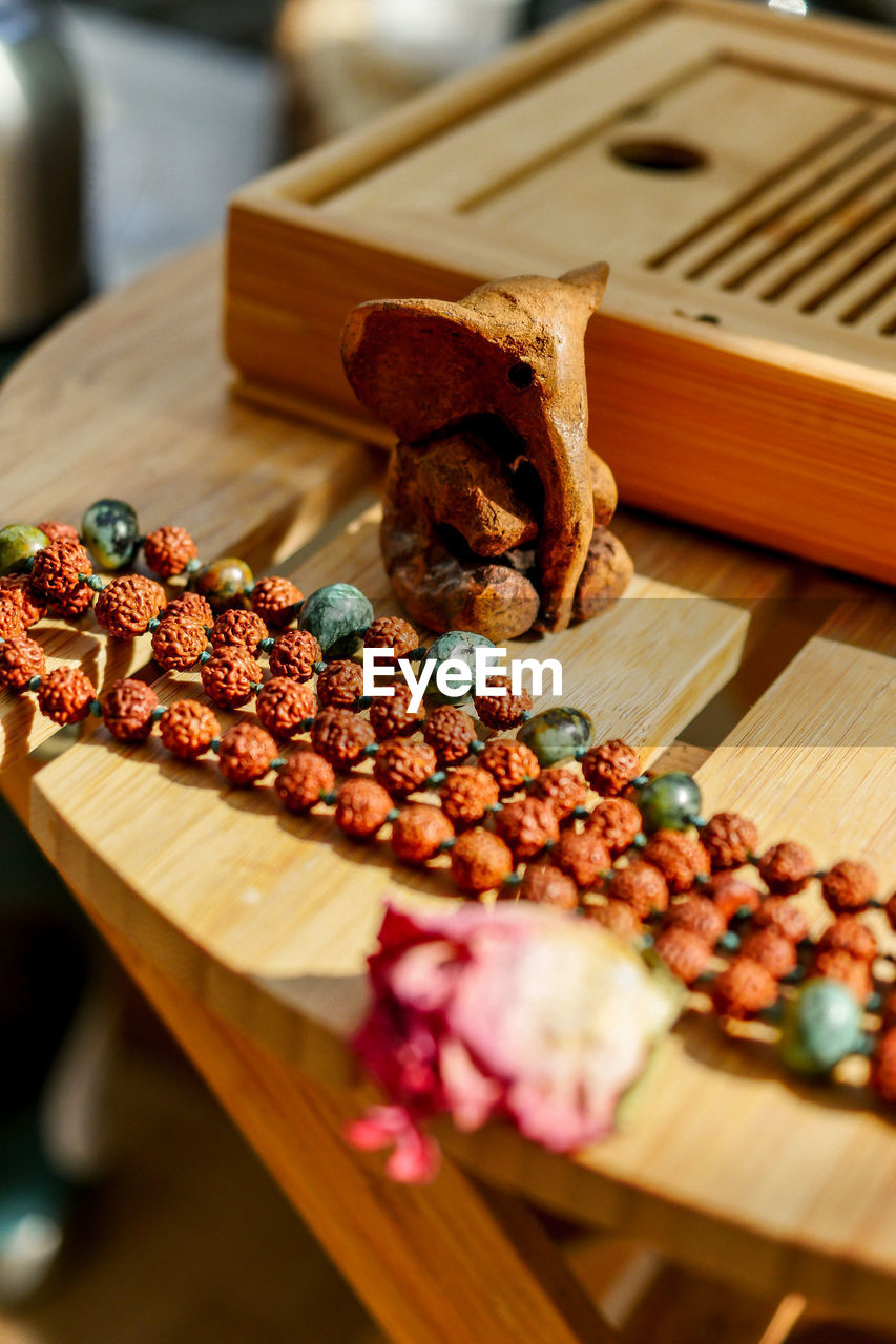 Close-up of tea ceremony on table