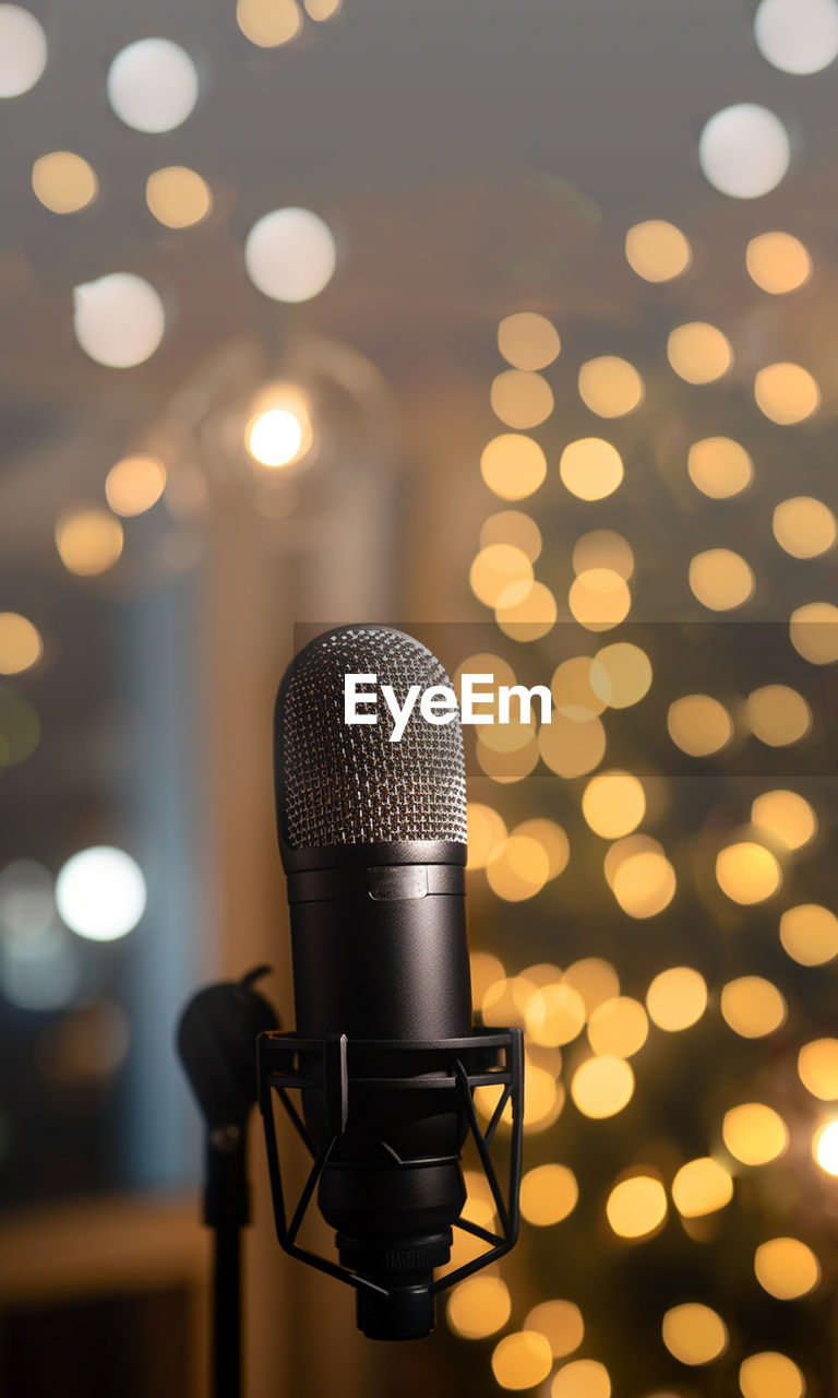 close-up of microphone at music concert