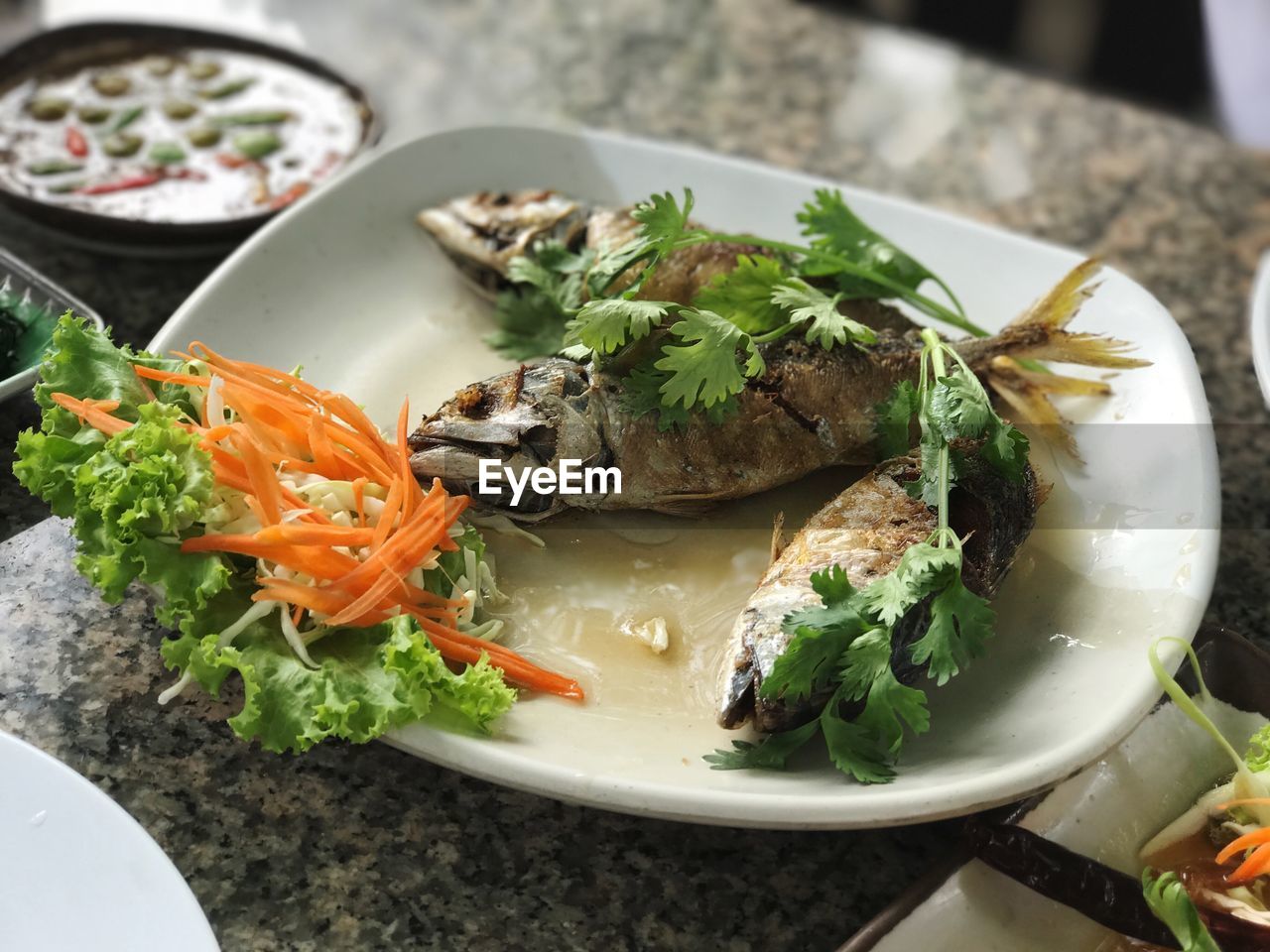 HIGH ANGLE VIEW OF FRESH SALAD IN PLATE