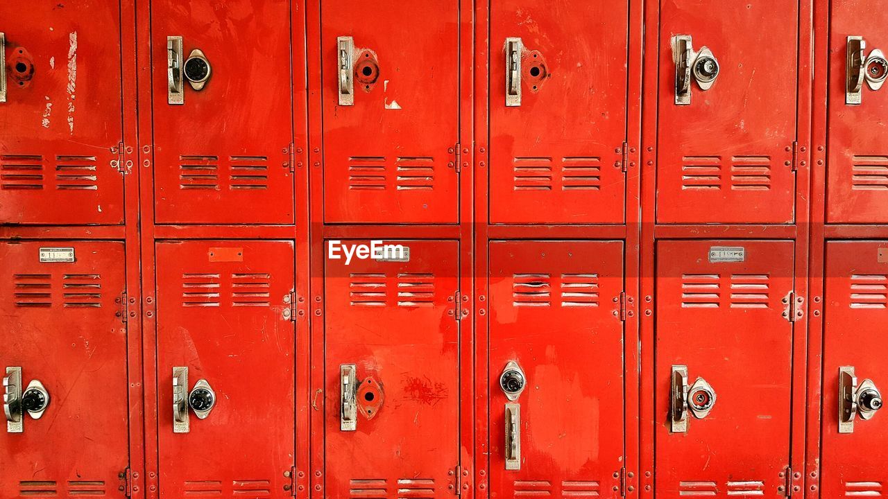 Full frame shot of red lockers