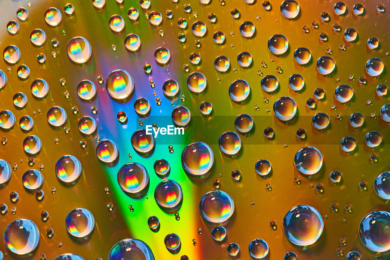 full frame shot of water drops on glass window