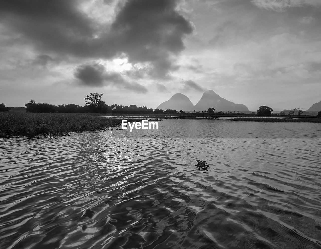 Scenic view of lake against sky