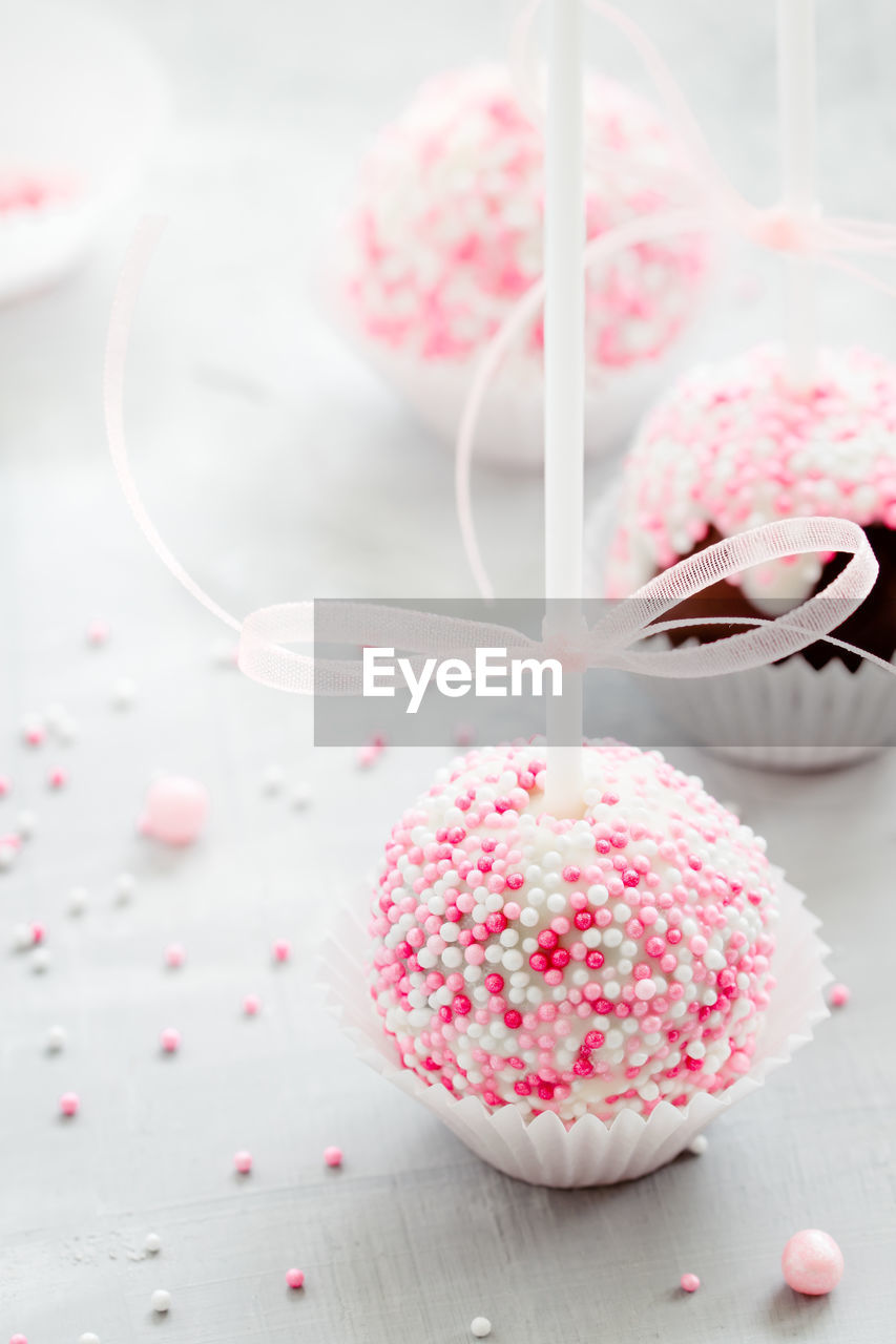 Close-up of cupcakes on table