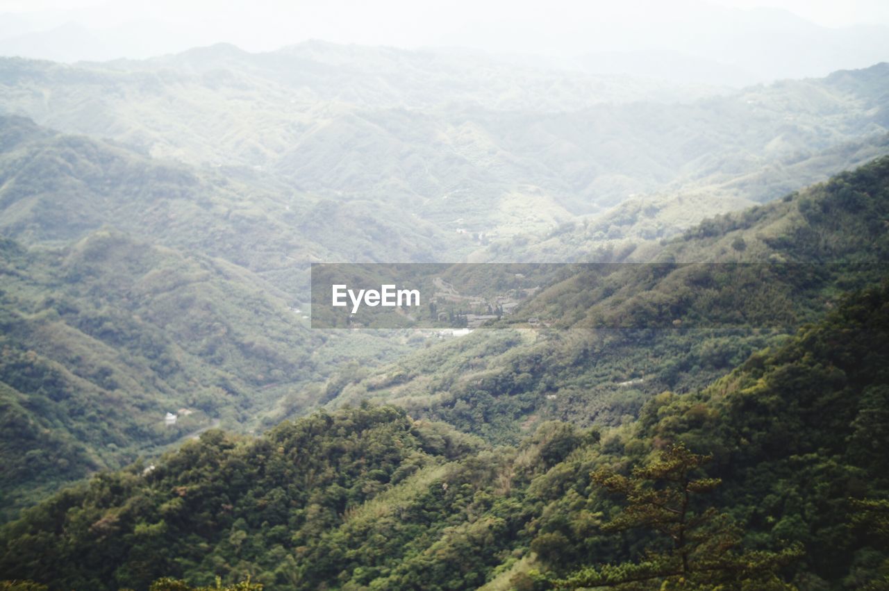 Scenic view of landscape during foggy weather