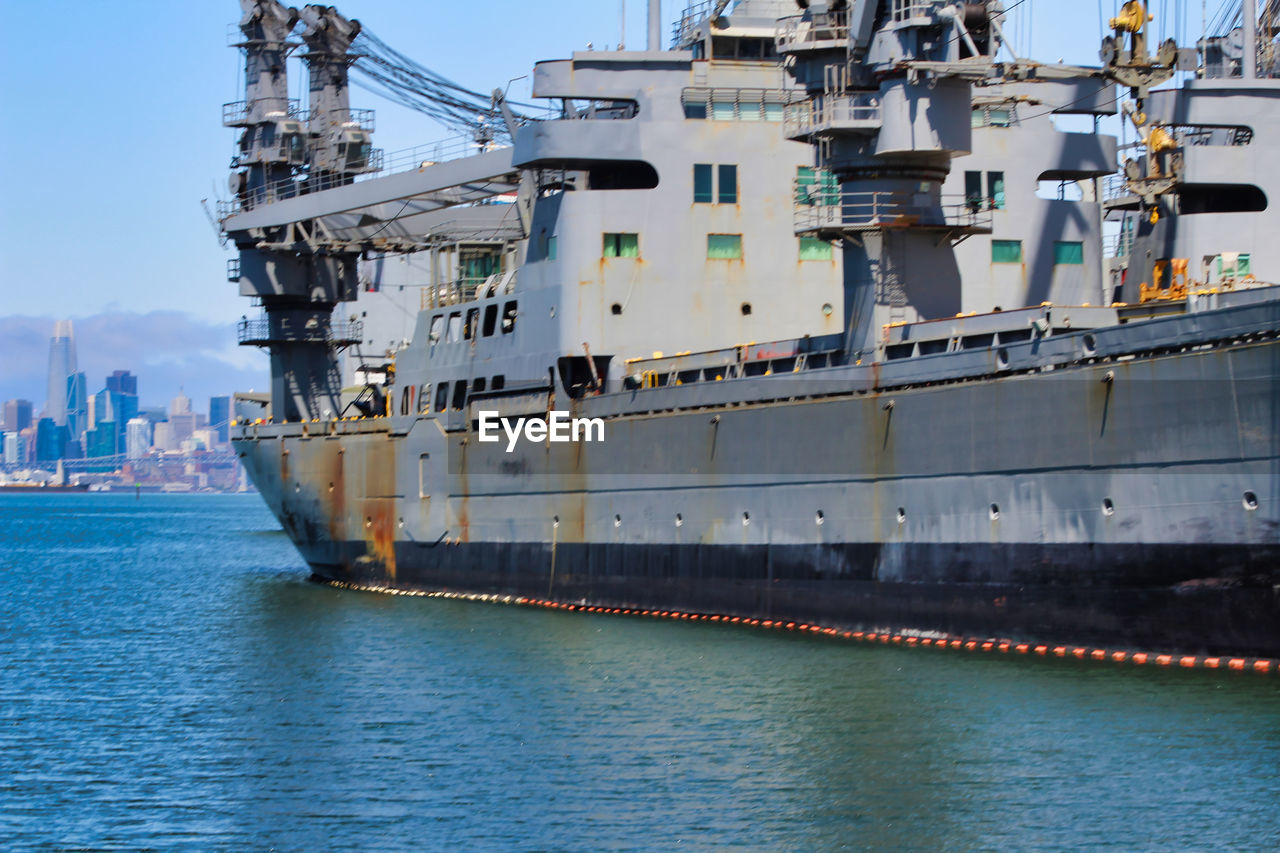 VIEW OF COMMERCIAL DOCK AGAINST SEA