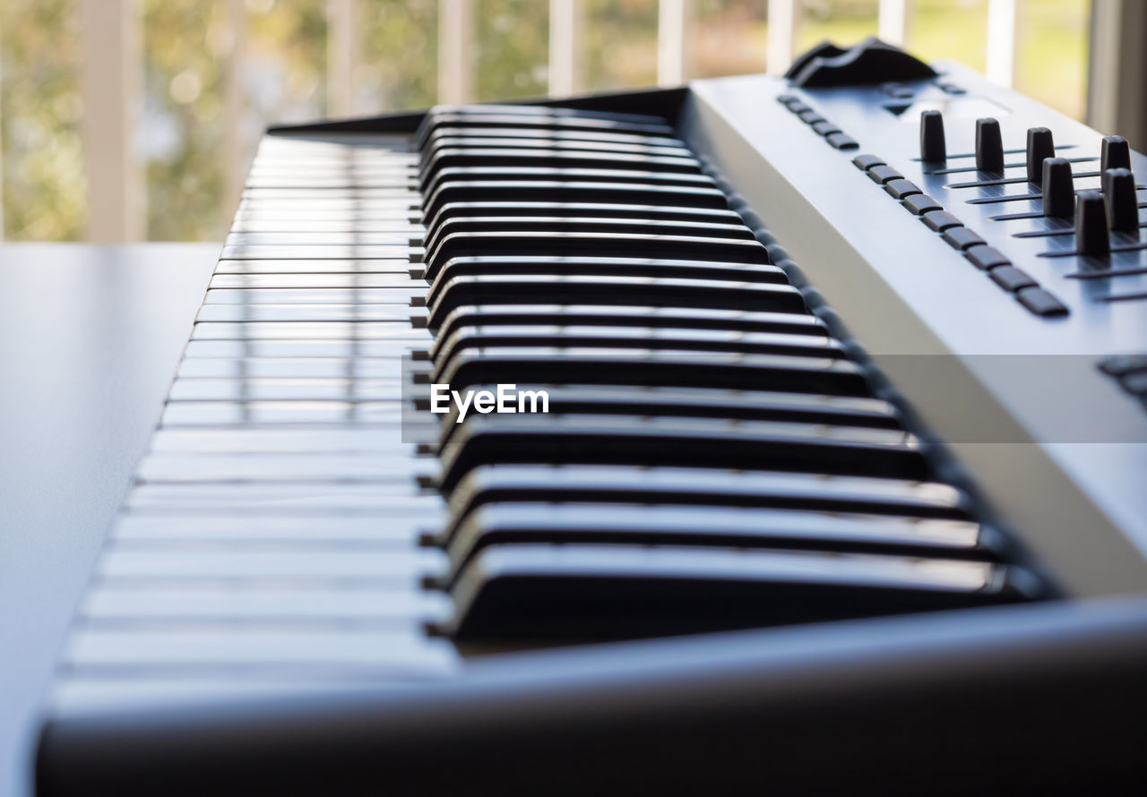 Close-up of piano keys