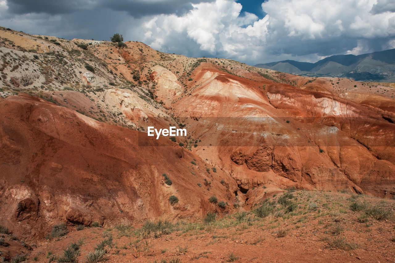 SCENIC VIEW OF LANDSCAPE AND MOUNTAINS AGAINST SKY