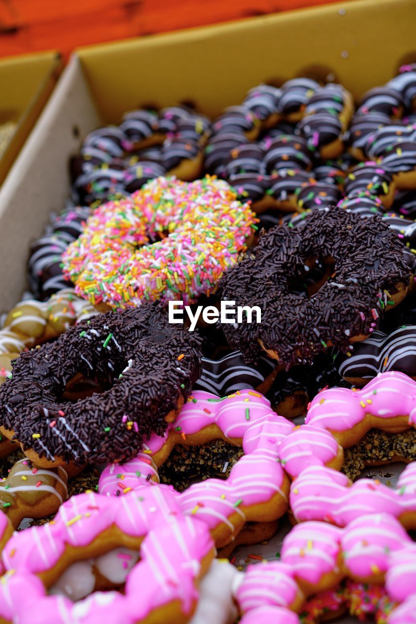Close-up of multi colored donut
