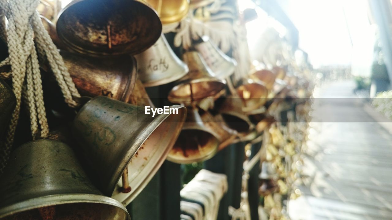 Detail shot of hanging bells