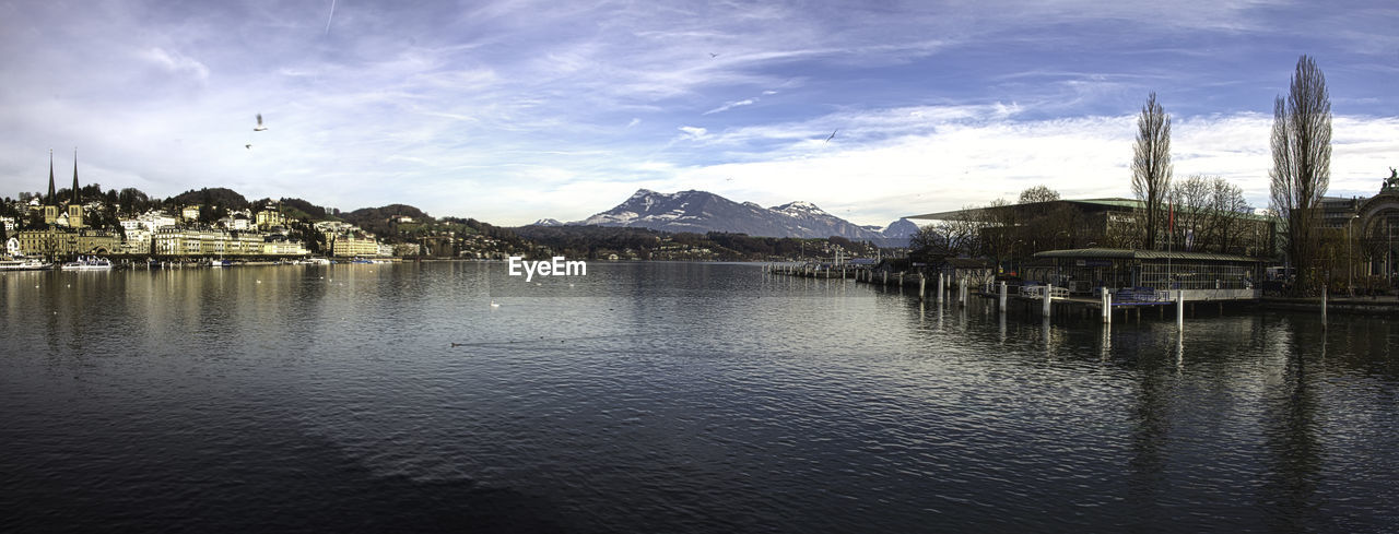 Scenic view of rhine river against sky