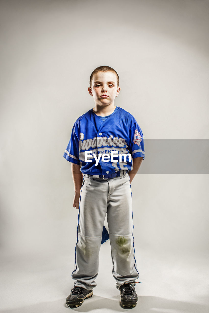 Portrait of player against white background