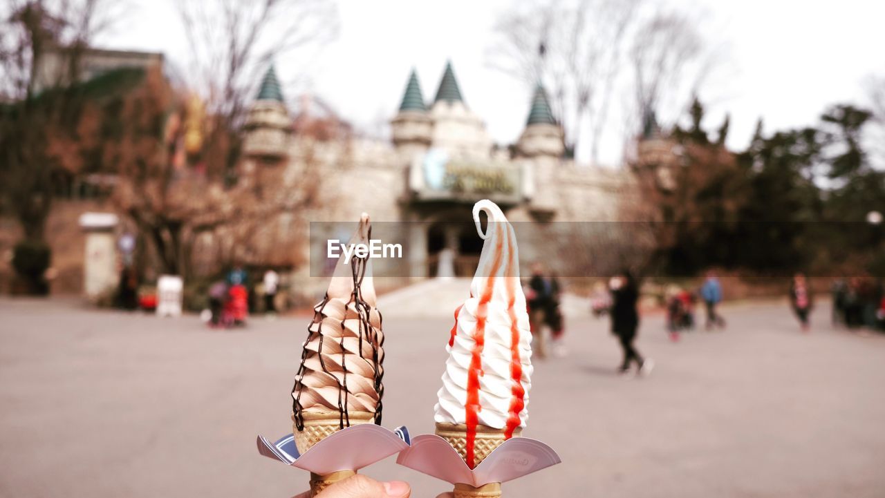Close-up of ice cream cones