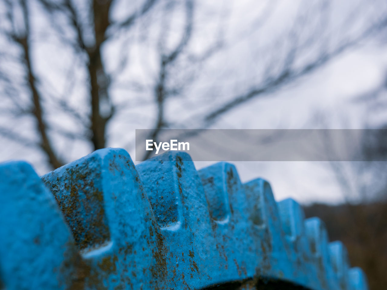 Close-up of rusty metal during winter