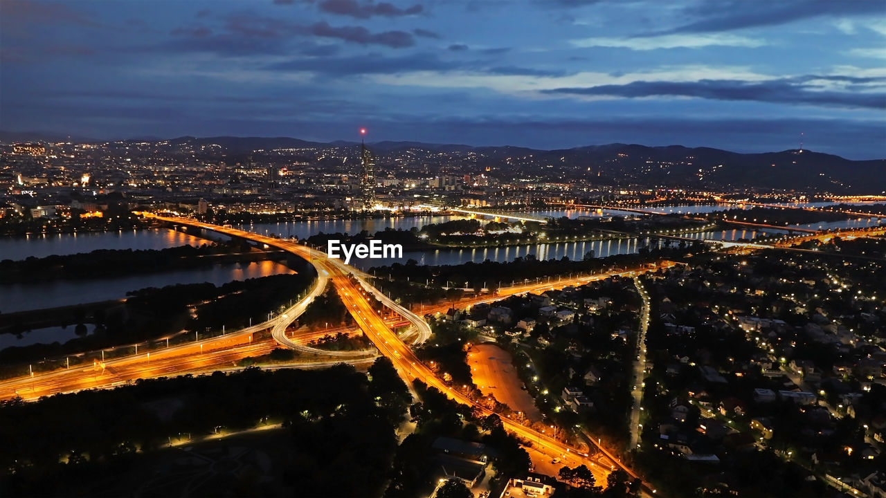 Night panorama of the northern part of vienna