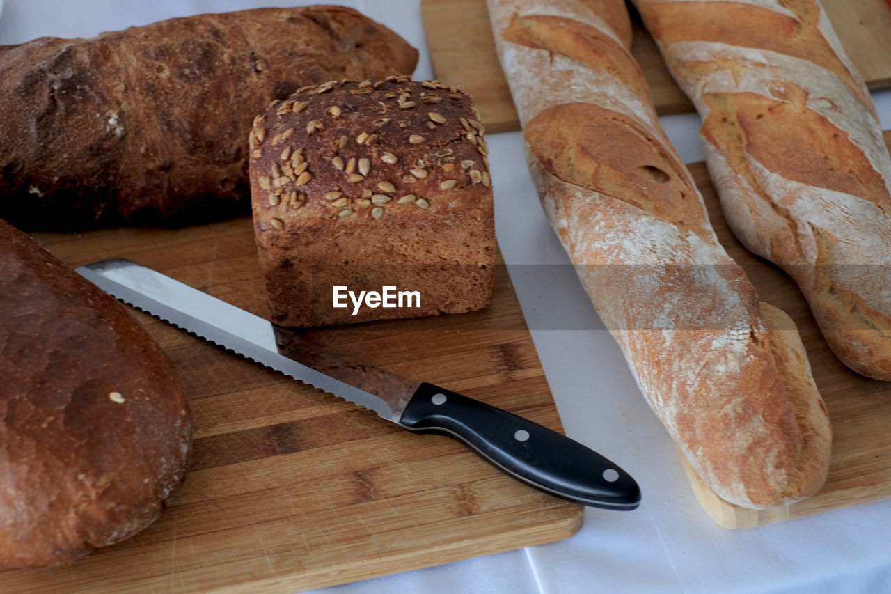 High angle view of breakfast on table