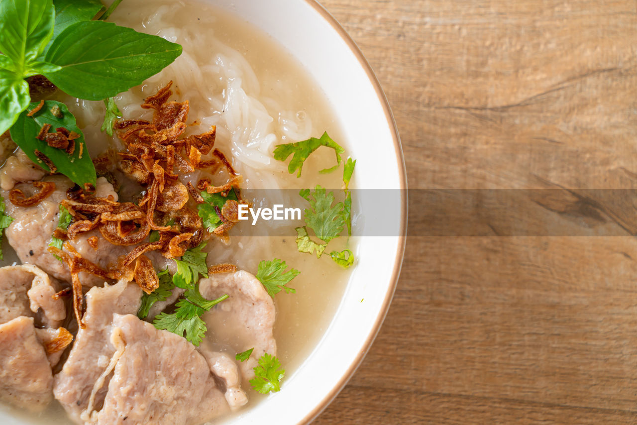 close-up of food in bowl on table