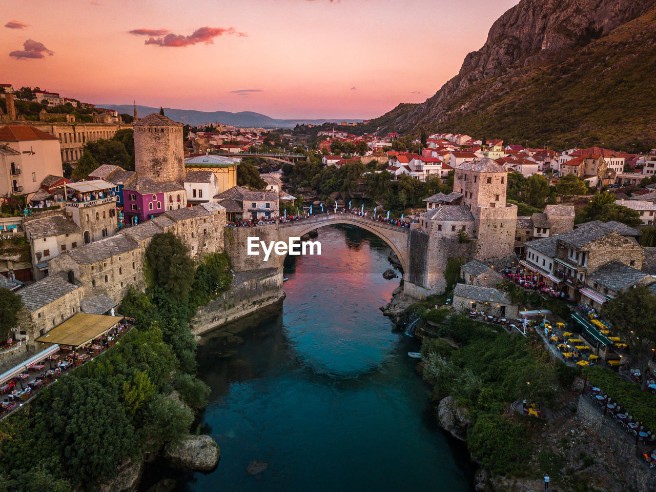 High angle view of buildings in city