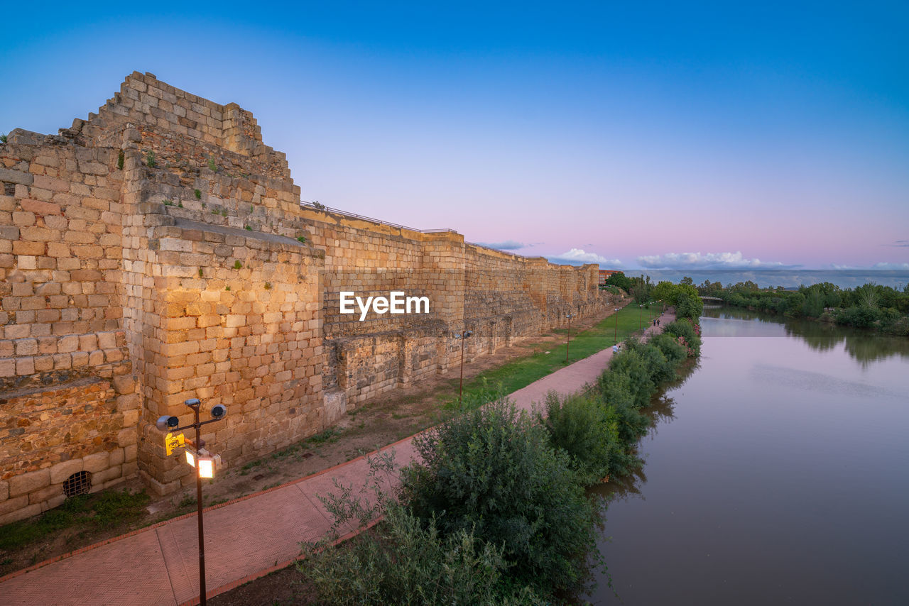 Moorish fortification of merida at sunset