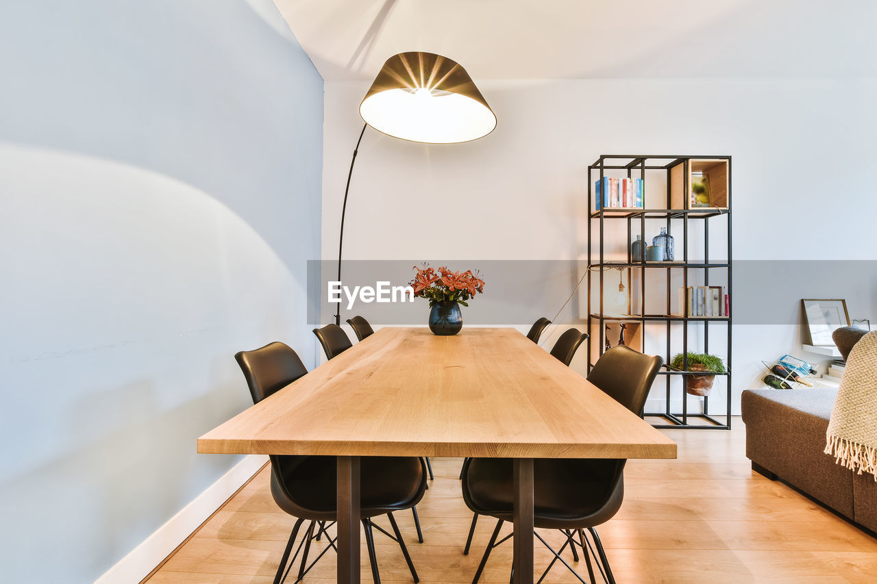 Empty chairs and table at home