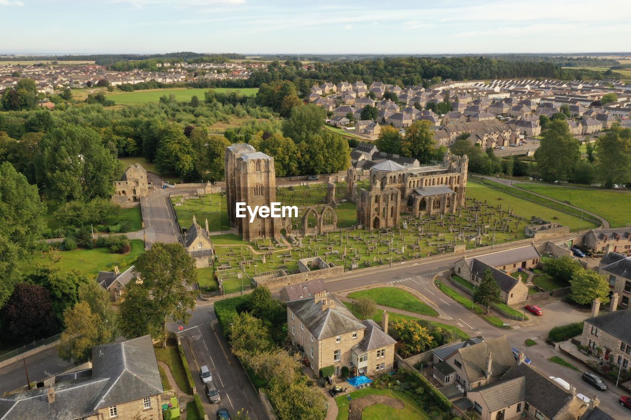 A panorama of the ruins of elgin cathedral at dusk. moray, scotland, uk