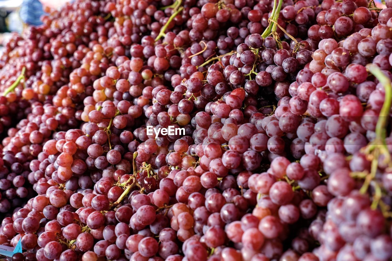 Full frame shot of grapes at market