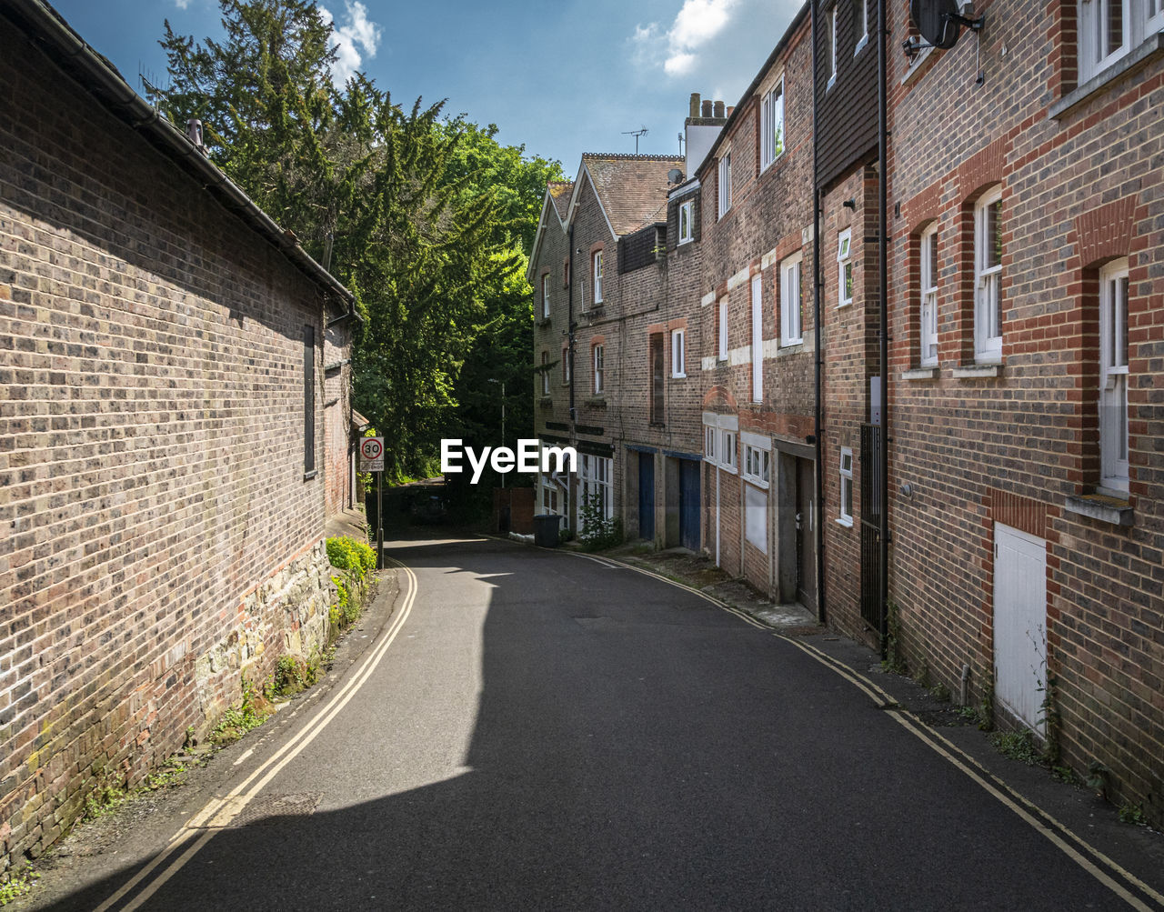 Street view of hermitage lane in the town of east grinstead, west sussex, uk