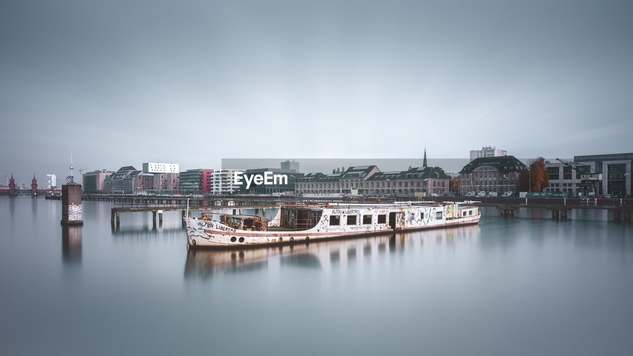 View of boats in river