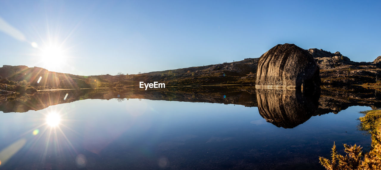 Scenic view of lake against sky