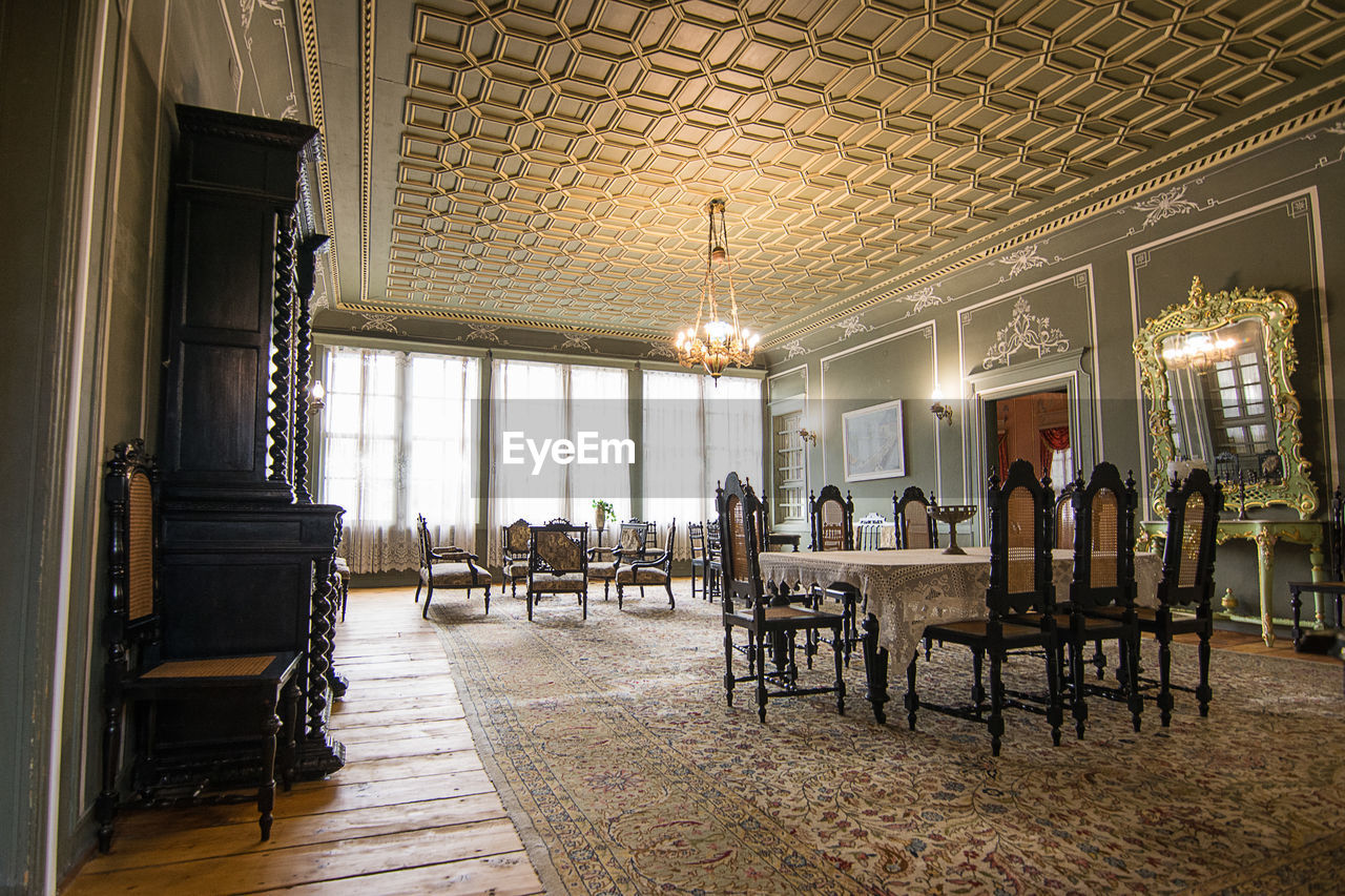 Chairs and tables in restaurant