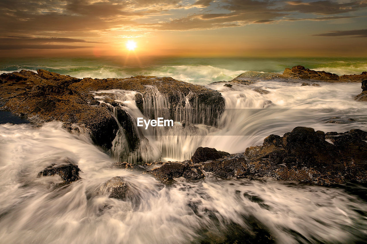 SCENIC VIEW OF SEA AGAINST SKY DURING SUNSET